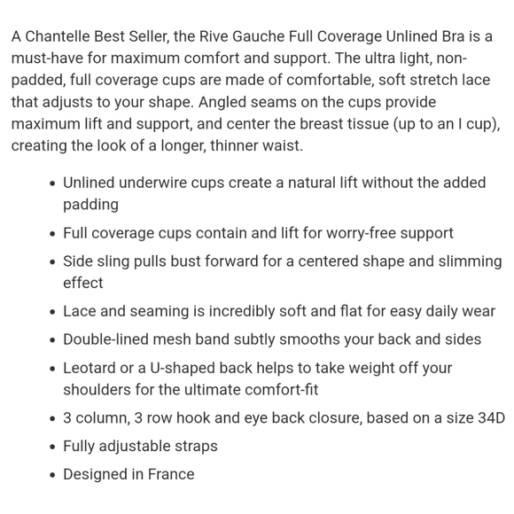 Chantelle Rive Gauche Full Coverage Unlined Bra 32C - Picture 10 of 12